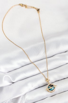 316l çelik Zirkon Taşlı Gezegen Model Gold Renk Kadın Kolye 316l çelik Zirkon Taşlı Gezegen Model Gold Renk Kadın Kolye