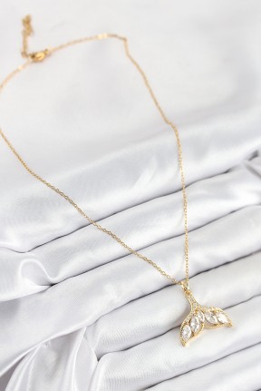 316l çelik Zirkon Taşlı Balık Kuyruğu Model Gold Renk Kadın Kolye 316l çelik Zirkon Taşlı Balık Kuyruğu Model Gold Renk Kadın Kolye