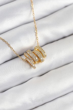 316l çelik Zirkon Taşlı Sarmal Model Gold Renk Kadın Kolye 316l çelik Zirkon Taşlı Sarmal Model Gold Renk Kadın Kolye