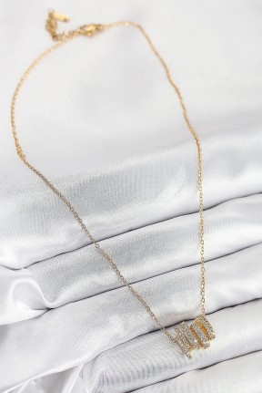 316l çelik Zirkon Taşlı Sarmal Model Gold Renk Kadın Kolye 316l çelik Zirkon Taşlı Sarmal Model Gold Renk Kadın Kolye
