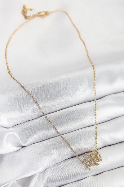 316l çelik Zirkon Taşlı Sarmal Model Gold Renk Kadın Kolye 316l çelik Zirkon Taşlı Sarmal Model Gold Renk Kadın Kolye