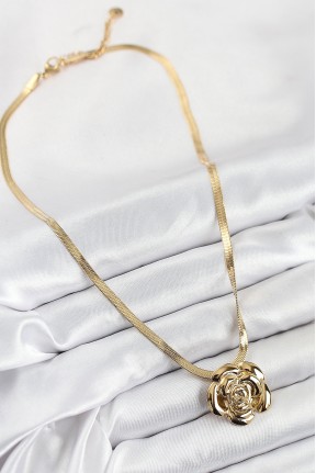 316l çelik Gül Figürlü İtalyan Zincir Model Gold Renk Kadın Kolye 316l çelik Gül Figürlü İtalyan Zincir Model Gold Renk Kadın Kolye