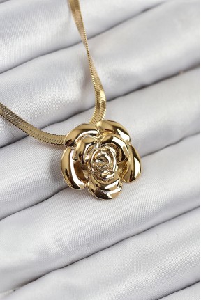 316l çelik Gül Figürlü İtalyan Zincir Model Gold Renk Kadın Kolye 316l çelik Gül Figürlü İtalyan Zincir Model Gold Renk Kadın Kolye