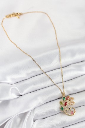 316l çelik Zirkon Taşlı Tavus Kuşu Model Gold Renk Kadın Kolye 316l çelik Zirkon Taşlı Tavus Kuşu Model Gold Renk Kadın Kolye