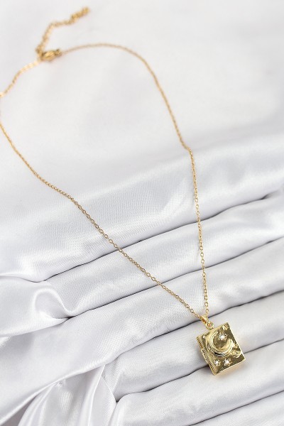 316l çelik Zirkon Taşlı Açılabilr Kapaklı Kitap Model Gold Renk Kadın Kolye 316l çelik Zirkon Taşlı Açılabilr Kapaklı Kitap Model Gold Renk Kadın Kolye