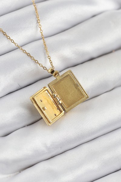 316l çelik Zirkon Taşlı Açılabilr Kapaklı Kitap Model Gold Renk Kadın Kolye 316l çelik Zirkon Taşlı Açılabilr Kapaklı Kitap Model Gold Renk Kadın Kolye