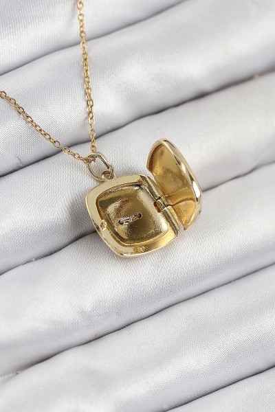 316l çelik Zirkon Taşlı Açılabilr Kapaklı Göz Model Gold Renk Kadın Kolye 316l çelik Zirkon Taşlı Açılabilr Kapaklı Göz Model Gold Renk Kadın Kolye