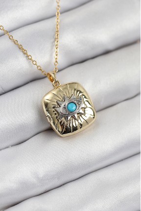 316l çelik Zirkon Taşlı Açılabilr Kapaklı Göz Model Gold Renk Kadın Kolye 316l çelik Zirkon Taşlı Açılabilr Kapaklı Göz Model Gold Renk Kadın Kolye