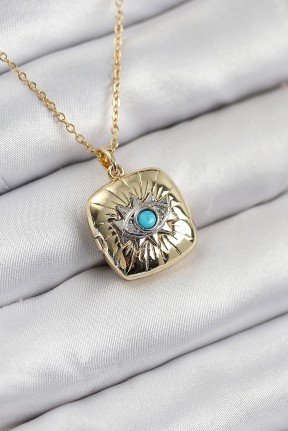316l çelik Zirkon Taşlı Açılabilr Kapaklı Göz Model Gold Renk Kadın Kolye 316l çelik Zirkon Taşlı Açılabilr Kapaklı Göz Model Gold Renk Kadın Kolye
