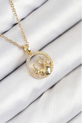 316l çelik Zirkon Taşlı Yıldız Ve Kalp Model Gold Renk Kadın Kolye 316l çelik Zirkon Taşlı Yıldız Ve Kalp Model Gold Renk Kadın Kolye
