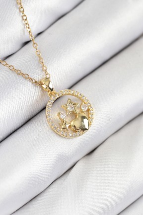 316l çelik Zirkon Taşlı Yıldız Ve Kalp Model Gold Renk Kadın Kolye 316l çelik Zirkon Taşlı Yıldız Ve Kalp Model Gold Renk Kadın Kolye