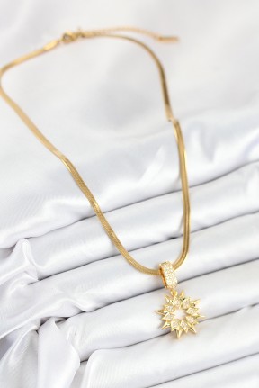 316l çelik Zirkon Taşlı Yıldız Model Gold Renk Kadın Kolye 316l çelik Zirkon Taşlı Yıldız Model Gold Renk Kadın Kolye