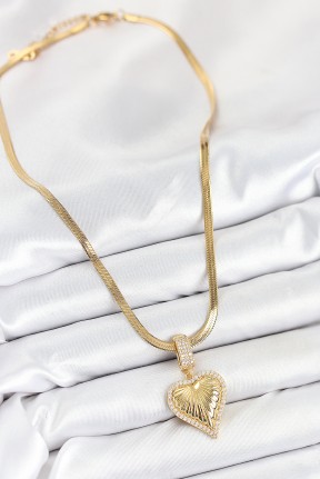 316l çelik Zirkon Taşlı Kalp Model Gold Renk Kadın Kolye 316l çelik Zirkon Taşlı Kalp Model Gold Renk Kadın Kolye