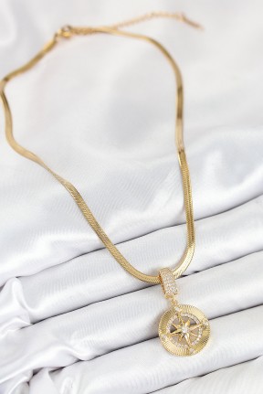 316l çelik Zirkon Taşlı Pusula Model Gold Renk Kadın Kolye 316l çelik Zirkon Taşlı Pusula Model Gold Renk Kadın Kolye