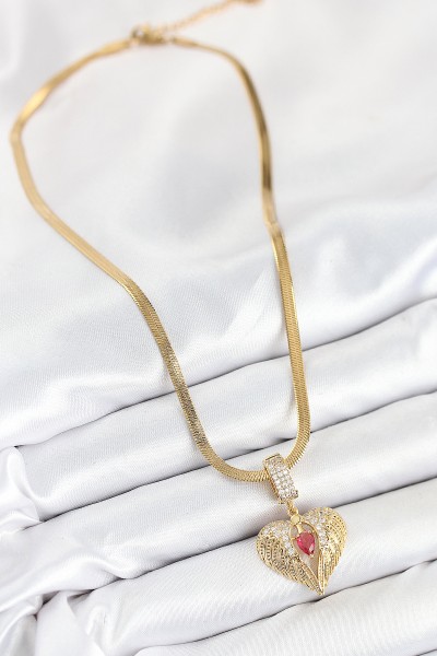 316l çelik Zirkon Taşlı Kanatlı Kalp Model Gold Renk Kadın Kolye 316l çelik Zirkon Taşlı Kanatlı Kalp Model Gold Renk Kadın Kolye