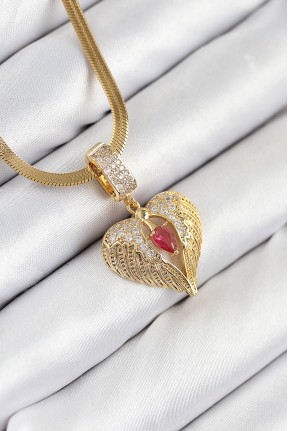 316l çelik Zirkon Taşlı Kanatlı Kalp Model Gold Renk Kadın Kolye 316l çelik Zirkon Taşlı Kanatlı Kalp Model Gold Renk Kadın Kolye