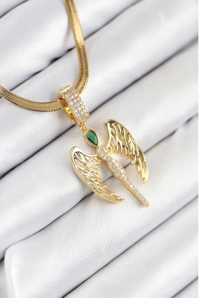 316l çelik Zirkon Taşlı Melek Model Gold Renk Kadın Kolye 316l çelik Zirkon Taşlı Melek Model Gold Renk Kadın Kolye
