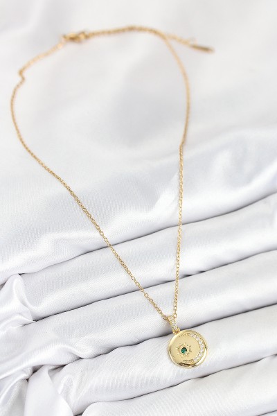 316l çelik Zirkon Taşlı Ay Ve Güneş Model Gold Renk Kadın Kolye 316l çelik Zirkon Taşlı Ay Ve Güneş Model Gold Renk Kadın Kolye