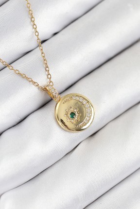 316l çelik Zirkon Taşlı Ay Ve Güneş Model Gold Renk Kadın Kolye 316l çelik Zirkon Taşlı Ay Ve Güneş Model Gold Renk Kadın Kolye