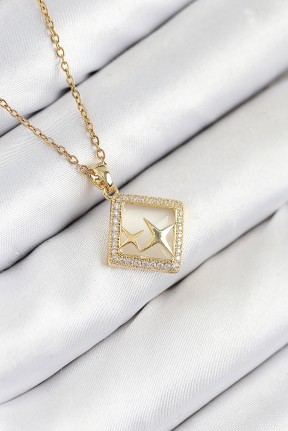 316l çelik Zirkon Taşlı Yıldız Model Gold Renk Kadın Kolye 316l çelik Zirkon Taşlı Yıldız Model Gold Renk Kadın Kolye