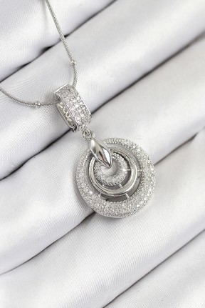 316l çelik Zirkon Taşlı çember Model Gümüş Renk Kadın Kolye 316l çelik Zirkon Taşlı çember Model Gümüş Renk Kadın Kolye