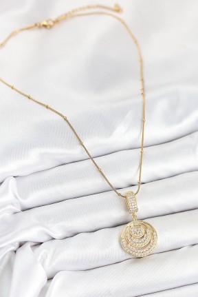 316l çelik Zirkon Taşlı çember Model Gold Renk Kadın Kolye 316l çelik Zirkon Taşlı çember Model Gold Renk Kadın Kolye