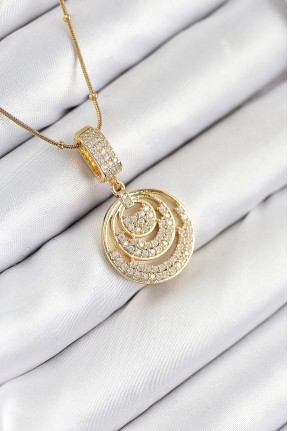 316l çelik Zirkon Taşlı çember Model Gold Renk Kadın Kolye 316l çelik Zirkon Taşlı çember Model Gold Renk Kadın Kolye