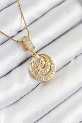 316l çelik Zirkon Taşlı çember Model Gold Renk Kadın Kolye 316l çelik Zirkon Taşlı çember Model Gold Renk Kadın Kolye