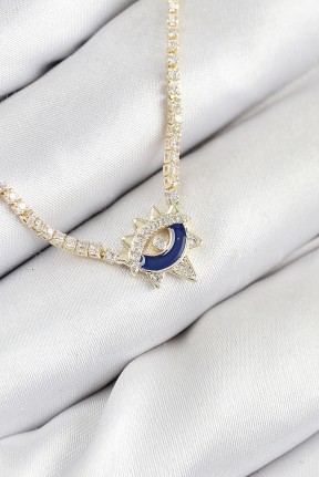 Pirinç Zirkon Taşlı Su Yolu Göz Model Gold Renk Kadın Kolye Pirinç Zirkon Taşlı Su Yolu Göz Model Gold Renk Kadın Kolye