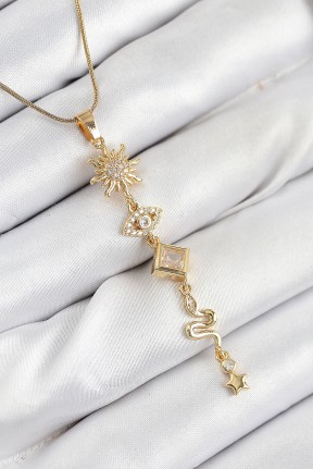 316l çelik Zirkon Taşlı Güneş Ve Ay Enerji Model Gold Renk Kadın Kolye 316l çelik Zirkon Taşlı Güneş Ve Ay Enerji Model Gold Renk Kadın Kolye