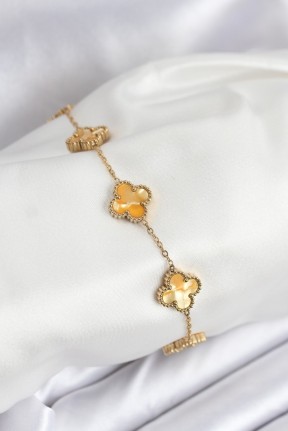 316l çelik Gold Zincir Sarı Yonca Bileklik 316l çelik Gold Zincir Sarı Yonca Bileklik