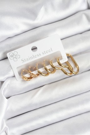 316l çelik Gold Renk Kadın Küpe Seti 316l çelik Gold Renk Kadın Küpe Seti