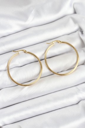 316l çelik Gold Renk 35 Mm Halka Kadın Küpe 316l çelik Gold Renk 35 Mm Halka Kadın Küpe
