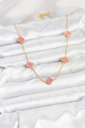 316l çelik Zincir Gold Renk Pembe Baby Boy Yonca Kadın Kolye 316l çelik Zincir Gold Renk Pembe Baby Boy Yonca Kadın Kolye