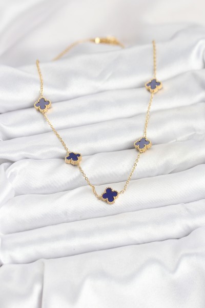 316l çelik Zincir Gold Renk Lacivert Baby Boy Yonca Kadın Kolye 316l çelik Zincir Gold Renk Lacivert Baby Boy Yonca Kadın Kolye