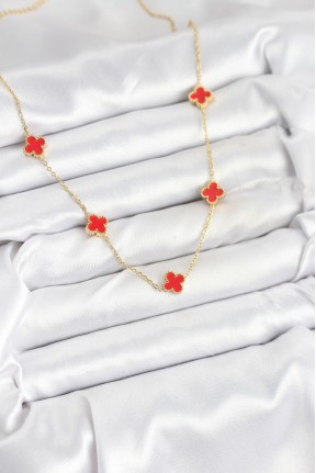 316l çelik Zincir Gold Renk Kırmızı Baby Boy Yonca Kadın Kolye 316l çelik Zincir Gold Renk Kırmızı Baby Boy Yonca Kadın Kolye