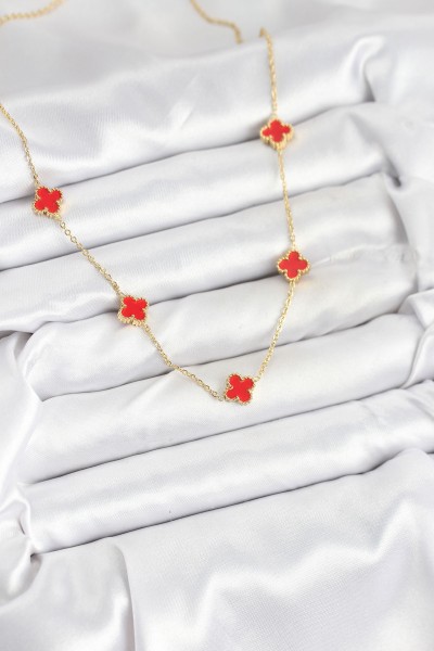 316l çelik Zincir Gold Renk Kırmızı Baby Boy Yonca Kadın Kolye 316l çelik Zincir Gold Renk Kırmızı Baby Boy Yonca Kadın Kolye