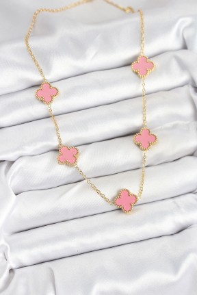 316l çelik Zincir Gold Pembe Renk Yonca Kadın Kolye 316l çelik Zincir Gold Pembe Renk Yonca Kadın Kolye