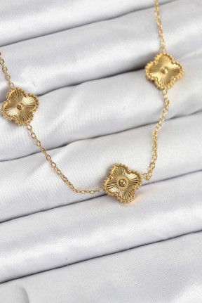 316l çelik Zincir Gold Renk Yonca Kadın Kolye 316l çelik Zincir Gold Renk Yonca Kadın Kolye