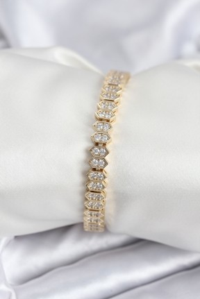 Pirinç Vip Seri Gold Renk Zirkon Taşlı Kadın Bileklik Pirinç Vip Seri Gold Renk Zirkon Taşlı Kadın Bileklik