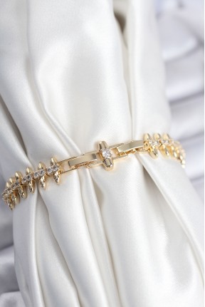 Pirinç Vip Seri Gold Renk Sıralı Damla Model Kadın Bileklik