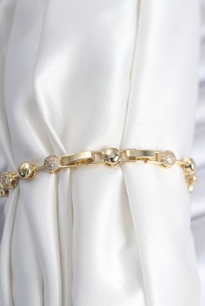 Pirinç Vip Seri Gold Renk Topçuk Model Kadın Bileklik Pirinç Vip Seri Gold Renk Topçuk Model Kadın Bileklik