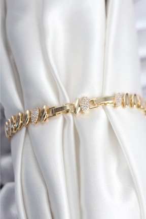 Pirinç Vip Seri Gold Renk Arpa Model Kadın Bileklik Pirinç Vip Seri Gold Renk Arpa Model Kadın Bileklik