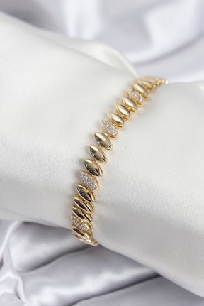 Pirinç Vip Seri Gold Renk Arpa Model Kadın Bileklik Pirinç Vip Seri Gold Renk Arpa Model Kadın Bileklik