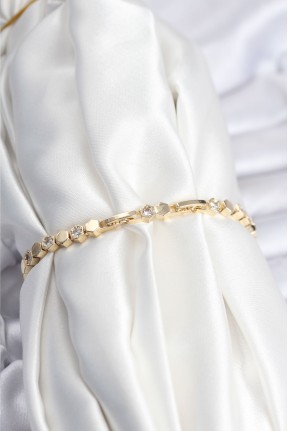Pirinç Vip Seri Gold Renk Petek Model Kadın Bileklik Pirinç Vip Seri Gold Renk Petek Model Kadın Bileklik