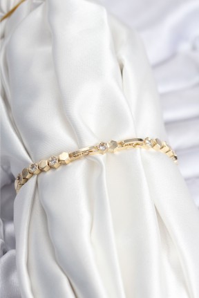 Pirinç Vip Seri Gold Renk Petek Model Kadın Bileklik Pirinç Vip Seri Gold Renk Petek Model Kadın Bileklik