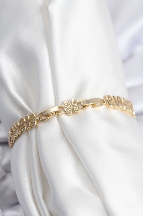 Pirinç Vip Seri Gold Renk Oval Sıralı Kadın Bileklik Pirinç Vip Seri Gold Renk Oval Sıralı Kadın Bileklik
