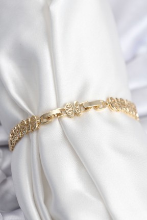 Pirinç Vip Seri Gold Renk Oval Sıralı Kadın Bileklik Pirinç Vip Seri Gold Renk Oval Sıralı Kadın Bileklik