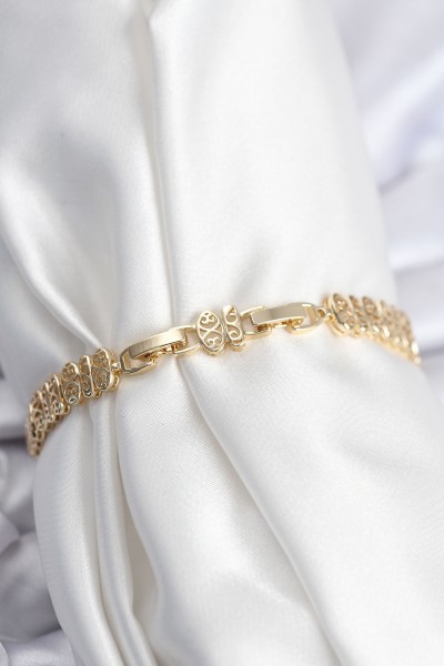 Pirinç Vip Seri Gold Renk Oval Sıralı Kadın Bileklik Pirinç Vip Seri Gold Renk Oval Sıralı Kadın Bileklik