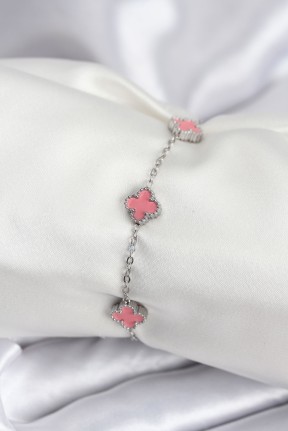 316l çelik Gümüş Renk Pembe Baby Boy Yonca Kadın Bileklik 316l çelik Gümüş Renk Pembe Baby Boy Yonca Kadın Bileklik